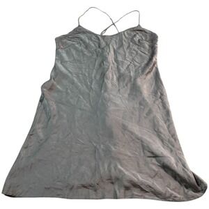 Victoria's Secret Silk Slip Dress Gray Taupe Back Button Cami Nightgown Medium M